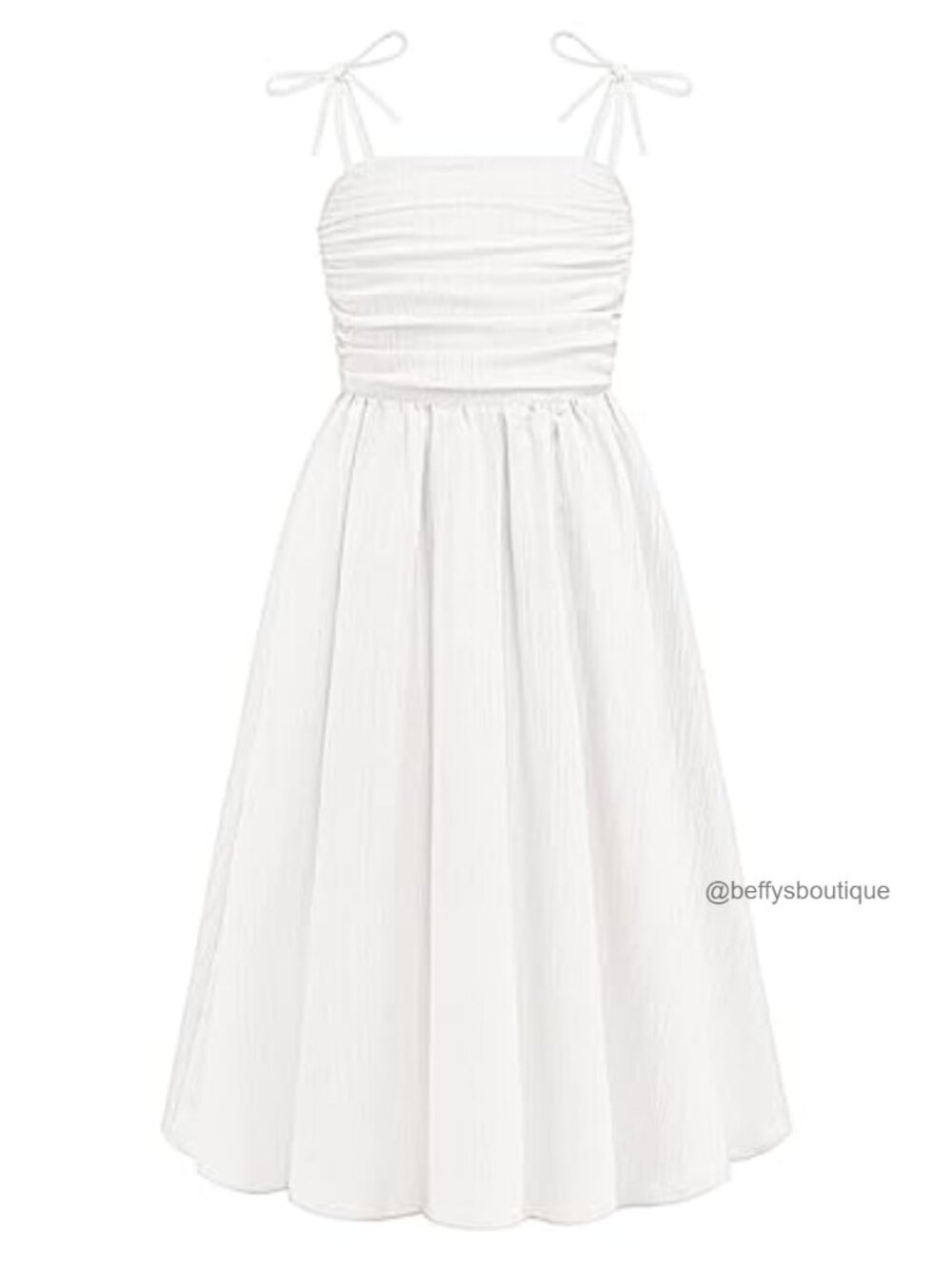 Girls Spaghetti Strap Ruched Flowy Sundress Adjustable Straps Sleeveless